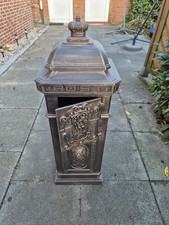 Stand-Briefkasten Postkasten antik Stil Aluguss in schwarzgold H: 100 cm -11811-