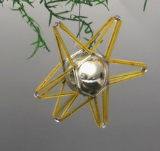 Gablonzer Glas Ornament, Christbaumschmuck Hänger 9-cm Großer Stern, ~ 1930