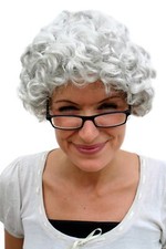 Perücke GRAU Locken Oma Omi Granny Alte Reife Dame Frau Großmutter wig PW0035