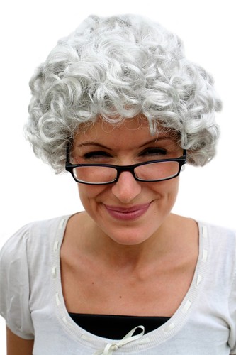 Perücke grau locken - oma, omi