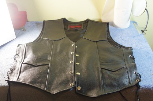 Biker lederweste herren - lederweste, xl