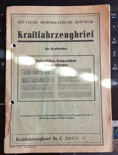 250 kfz brief 1974 - mz,