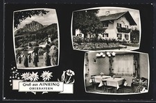 AK Ainring /Oberbayern, Pension Haus Resi mit Innenansicht, Inh. Therese Götzin 