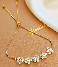 Damenarmband, Goldkette mit elegant eingelegt Strasssteinen