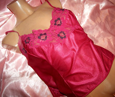 Glanz SATIN Nylon Pyjama Negligee - Hemdchen * Top Spitze PINK Gr. XL