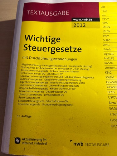 Nwb wichtige steuergesetze - wichtige,