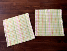 2 Sofa Kopf Kissen Bezüge Hüllen 38x38 cm grünkariert, Baumwolle, Reißverschluss