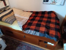 Verkaufe Jugendbett, Funktionsbett, Kiefernholz, Lattenrost, Matratze, 90x200