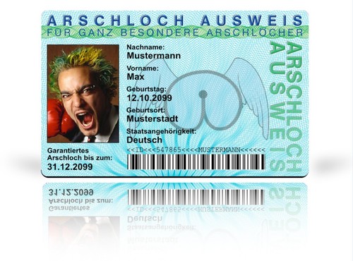Arschloch ausweis als - ausweis,