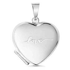love Liebe Foto Medaillon Herz Amulett Bilder Anhänger Echt Silber 925 mit Kette