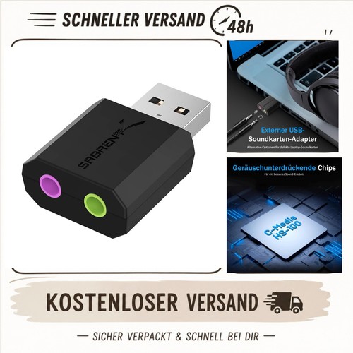 Sabrent usb externe soundkarte - externe,