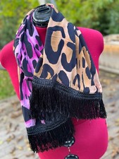 Anna Scholz Schal Stola Seide Schwarz Pink Beige :: top Zustand 65 x 200 cm