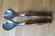 Vintage -  altes Salatbesteck - aus Omas Schrank - mit Holzgriff -