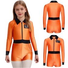 Kinder Mädchen Pullover Langarm Uniform Gefangener Kostüm Gestreift Patchwork