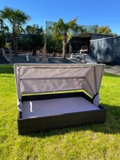 Rattan Hundehaus Hundebett mit KissenPawHut Rattan Hundehütte mitDach Hundeliege