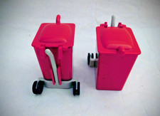 PLAYMOBIL 2 x Rote Mülltonne mit Gestell aus Set 3470 Müllwagen