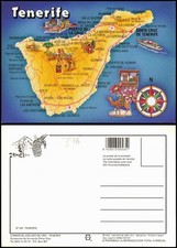 Postale .Teneriffa Tenerife Spanien Landkarte Map Übersichtskarte 2000