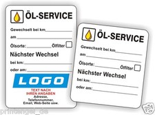 Öl - Wechsel Service Aufkleber KFZ Inspektionsaufkleber Serviceaufkleber Art.18