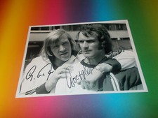 Günter Netzer +  Wolfgang Overath DFB Weltmeister signiert Autogramm 20x28 Foto