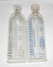 2 Babyflaschen Jenaglas grüne und blaue Schrift (26)