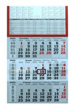 Gefaltet 3 Monats Wandkalender