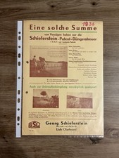 Orig. GSL SCHIEFERSTEIN Düngerstreuer Prospekt Brochure Traktor Vorkrieg 1936 E6
