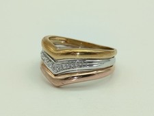 333 Gold Ring 8K Gelbgold Rotgold Weißgold Tricolor Diamant RG 53 - 16,8 mm 9632