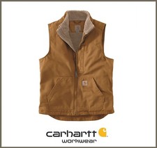 Carhartt Weste OV4277 WASHED DUCK SHERPA-LINED braun 104277 gefüttert LOOSE FIT