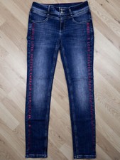 STREET ONE Damen Jeans YORK rosa Metallic-Galon 29/32 slim fit blau W29 L32