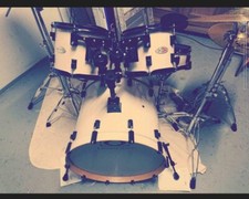 Drumcraft Schlagzeug Set, Schwarz-Weiß mit Zubehör, sofort spielbereit