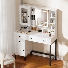 Schminktisch mit LED-Beleuchtung Spiegel Schubladen Ablagen Frisiertisch DE