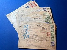 Sammlung von 35 Paketkarten mit Briefmarken Bund