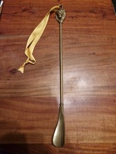 Messing Schuhanzieher Löwe Löwenkopf 45 cm Schuhlöffel Vintage Antik