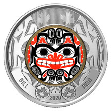 WOLFSMASKE / HAIDA MASKE - 2 DOLLAR MÜNZE - KANADA - BANKFRISCH - SELTEN