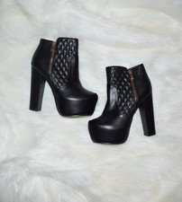 Sergio Todzi Plateau Stiefeletten 37 High Heels Pumps Blockabsatz Schwarz Gold 