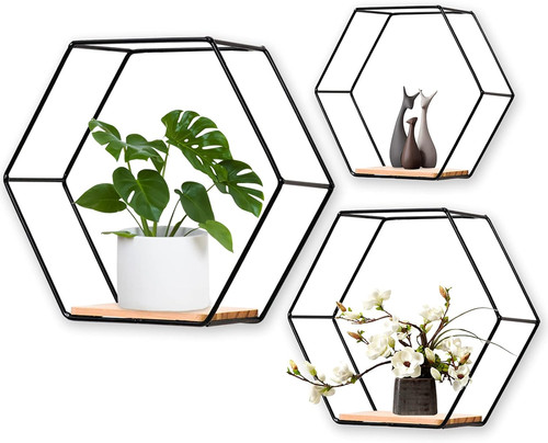 Hexagon wandregal schwarz - hexagon,