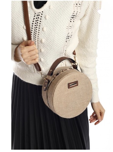Runde strohtasche mit - runde,