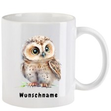 Tasse mit eule aquarell - eule, teil