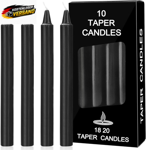 Schwarz stabkerzen 10er pack - schwarz,