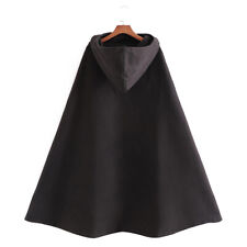 Damen Kunstwolle Kapuze Cape Mantel Langes Abendkleid Poncho Schal Thermal Solid