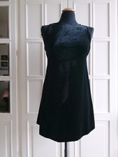 Moschino Damen Kurz Kleid Samt Schwarz Gold Reflexe Elegant S 40 DE Abend Party