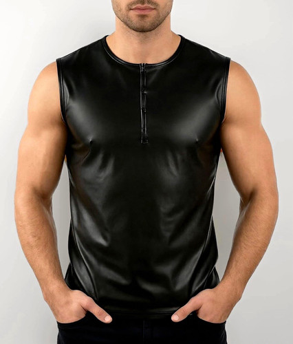 Herren kunstleder tanktop - pu,
