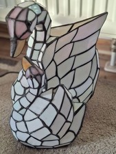 Tiffany Style Tischlampe – Schwan mit Küken – ca. 30 cm – seltene Deko!