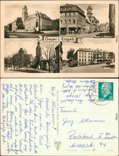 Ansichtskarte geyer rathaus - geyer,