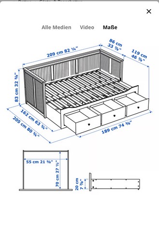 Sofabett 90x200 ikea hemnes - 90x200,
