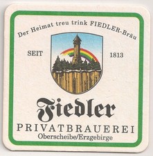 Privatbrauerei Fiedler, Oberscheibe - alter Bierdeckel "Der Heimat treu..."