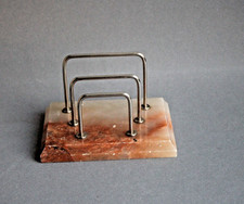 Briefständer Briefablage Marmor oder Onyxplatte?? mit 3 Bügeln vintage