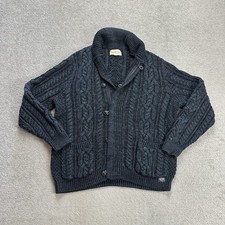 RALPH LAUREN Herren Strickjacke Pullover Gr XL Zopf Sweater Cardigan Jumper Blau