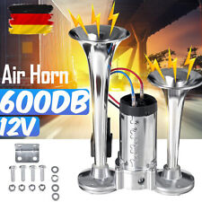 12V LKW Hupe Luft Horn 600DB Super Laut Doppelrohr Lufthorn Elektrische Auto KFZ