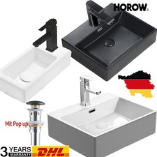 HOROW Aufsatz- oder Hängewaschbecken Keramik Waschbecken Waschschale Waschtisch